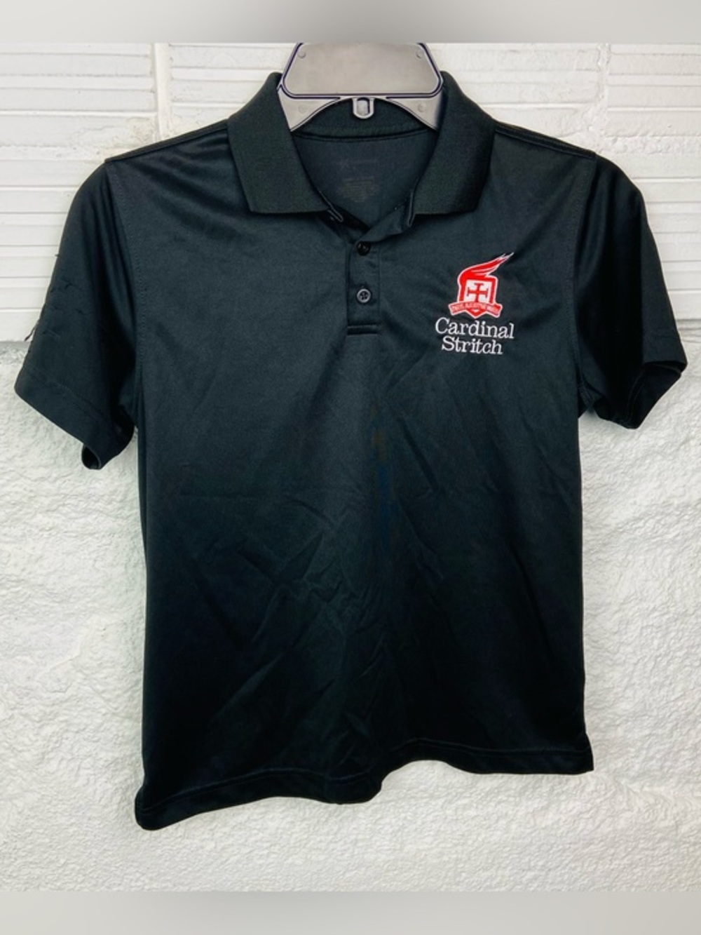 Cardinal Stitch private Catholic school Kids' Black Polo Shirt size L & S